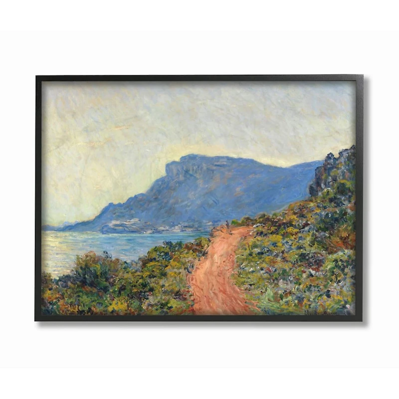 Stupell Industries Cliff Road Ocean Mountain Landscape Monet Classic Painting in Frame Wall Art