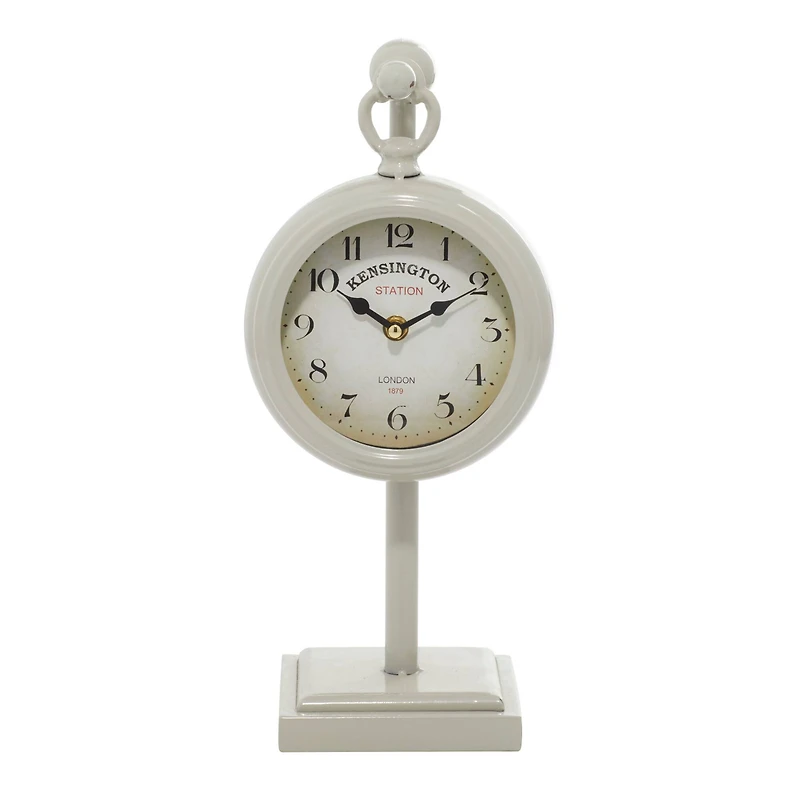 15" White Metal Hanging Clock