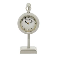 15" White Metal Hanging Clock