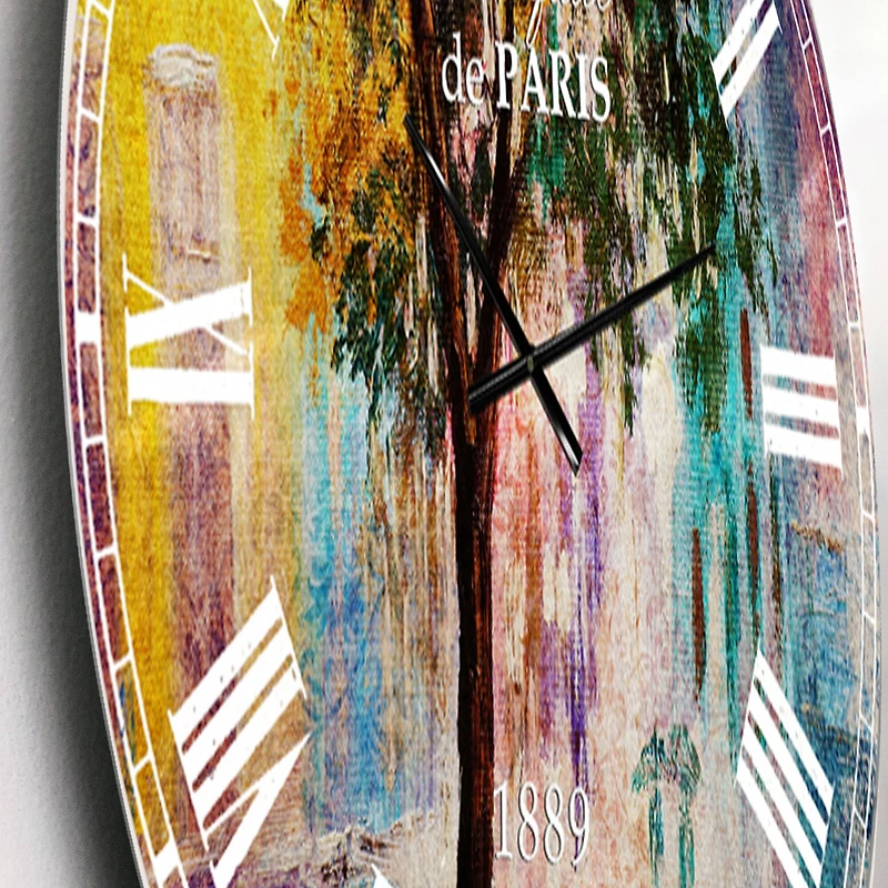 Designart 'Couple Walking In Rain French Country Wall Clock