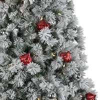 7ft. Pre-Lit Snowy Bristle Pine Artificial Christmas Tree, Warm White LED Lights