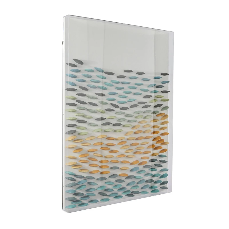 Blue Acrylic 3D Waves Geometric Shadow Box with Clear Frame 30" x 3" x 40"