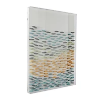 Blue Acrylic 3D Waves Geometric Shadow Box with Clear Frame 30" x 3" x 40"