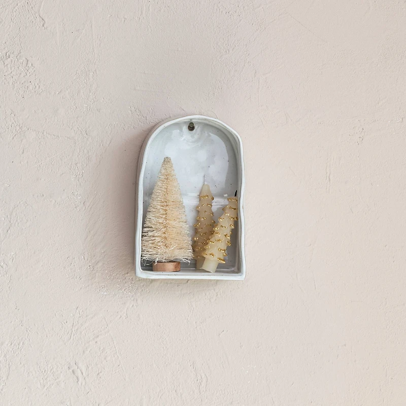 Hello Honey 9" White Reactive Glaze Stoneware Wall Shelf