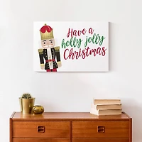Holly Jolly Nutcracker 18x12 Canvas Wall Art