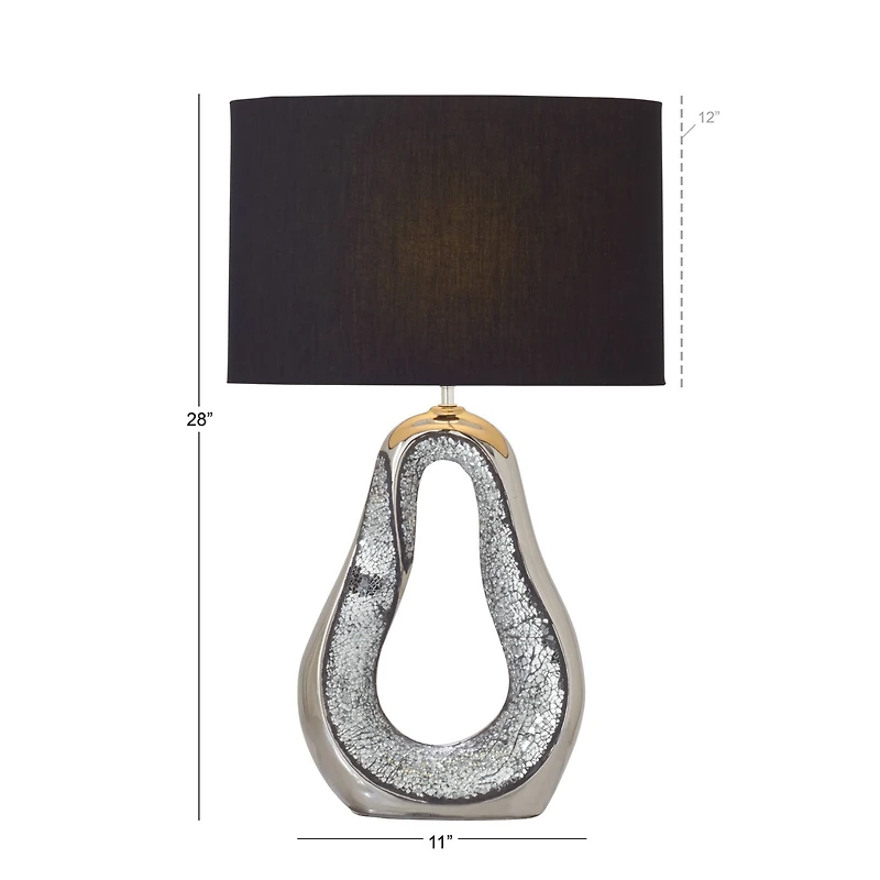 28" Silver Stoneware Glam Table Lamp, 2ct.