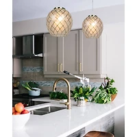 Hello Honey® Marina Natural Capiz & Gold Metal Orb Pendant Ceiling Light