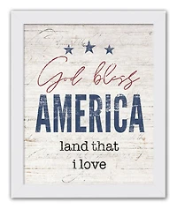 God Bless America White Framed Print Under Plexiglass
