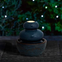 Glitzhome® 8.75" LED Turquoise Leaf Textured Ceramic Tabletop Fountain