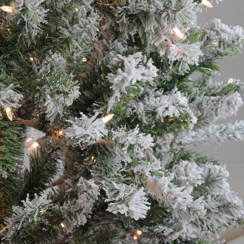 6ft. Pre-Lit Flocked Balsam Pine Artificial Christmas Tree, Clear Lights