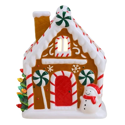 7" Brown Nostalgic Ceramic Lit Gingerbread House