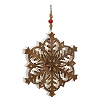 10" Snowflake Cut-Out Mango Wood Ornaments, 4ct.