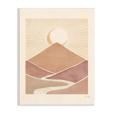 Stupell Industries Boho Desert Crescent Moon Vintage Mountain River Landscape Wall Plaque