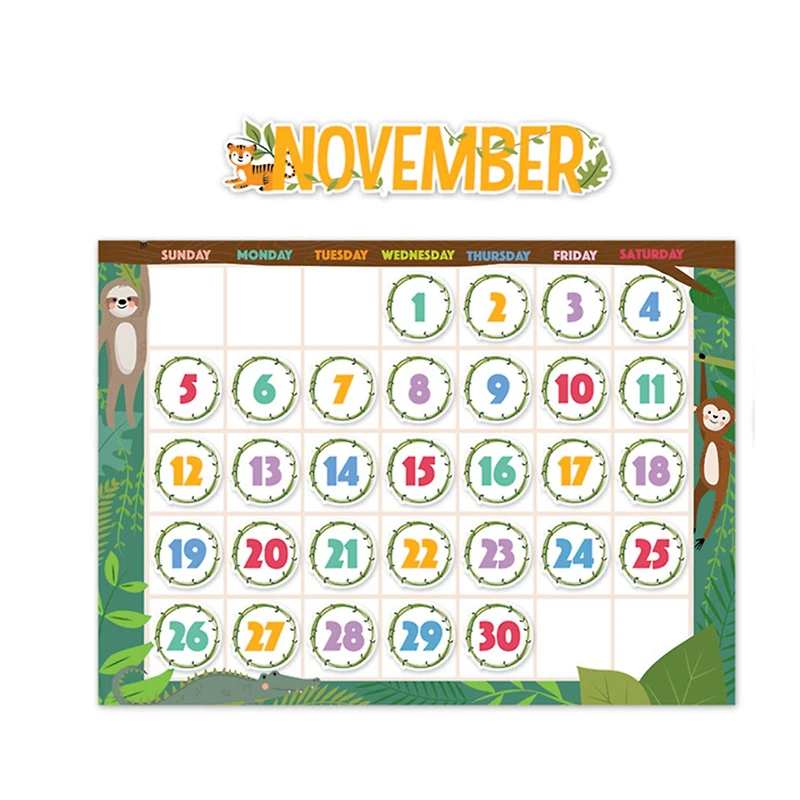 Creative Teaching Press® Jungle Friends Calendar Set Bulletin Board set