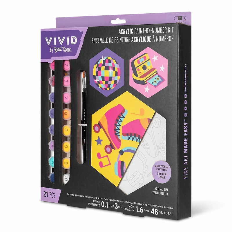 VIVID by Brea Reese® Retro Square Acrylic Paint-by-Number Kit