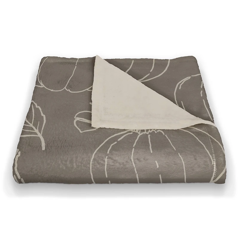 Gray Fall Patterned Coral Fleece Blanket