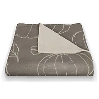 Gray Fall Patterned Coral Fleece Blanket