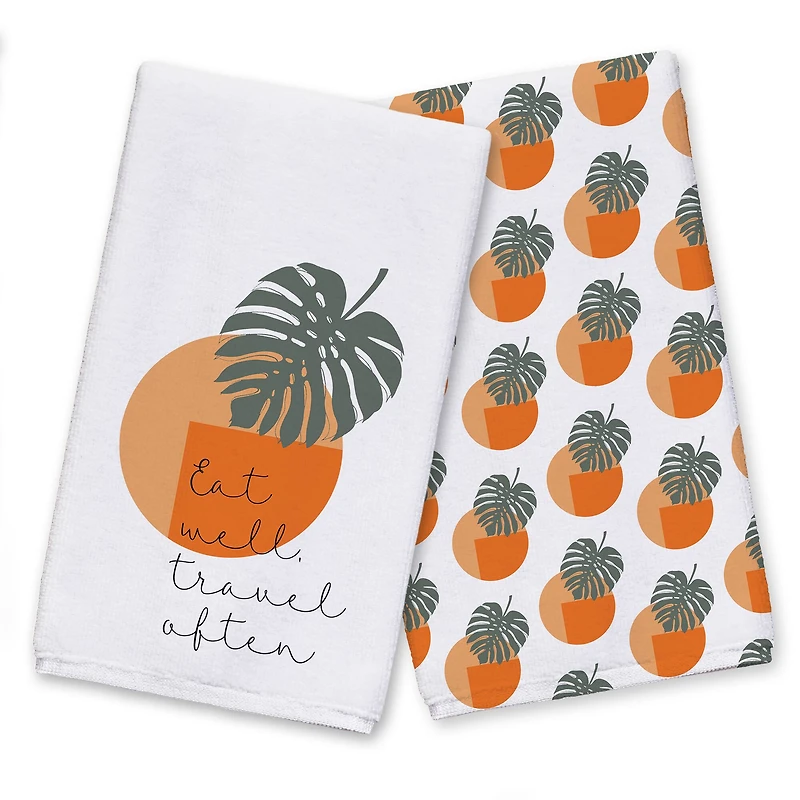Eat Well Travel Often 16" x 25" Tea Towel Set of 2