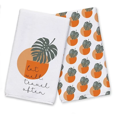 Eat Well Travel Often 16" x 25" Tea Towel Set of 2