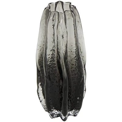 12" Black Ombre Wavy Abstract Glass Vase