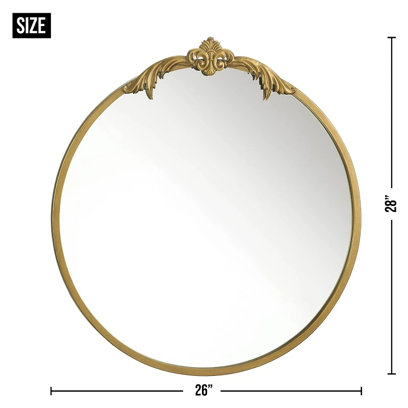 28" Ornate Gold Wall Mirror