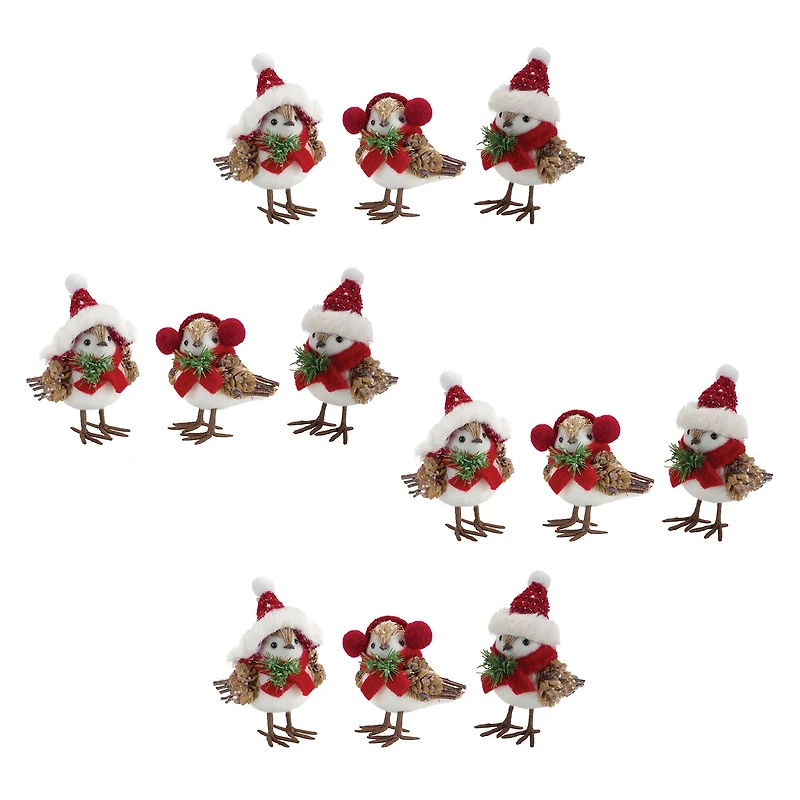 Winter Bird Shelf Sitter with Natural Accents