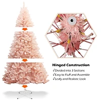 Costway 6ft. Unlit Pink Full Fir Hinged Artificial Christmas Tree