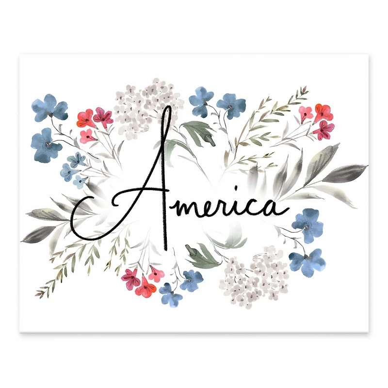 10" Floral America Tabletop Canvas
