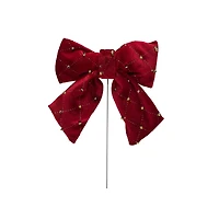 9" Red & Gold Diamond Velvet Bow Pick by Ashland®