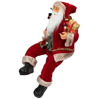 24" Sitting Santa Claus with Gift Bag and Presents Christmas Figure