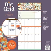 TF Publishing 2024 Big Grid-Floral Wall Calendar