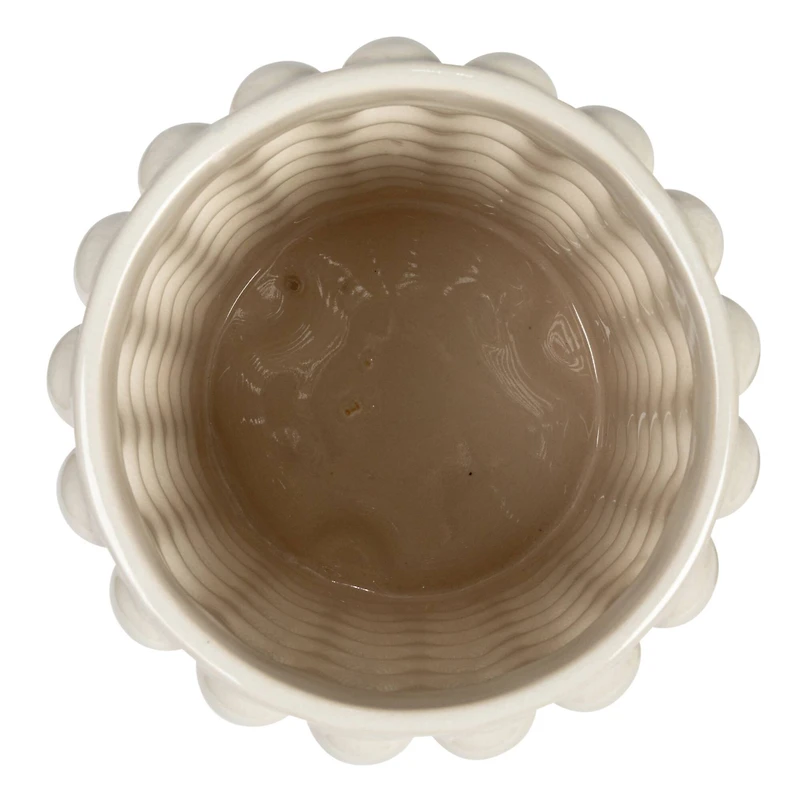 Hello Honey® White Raised Dots Stoneware Canister with Acacia Wood Lid