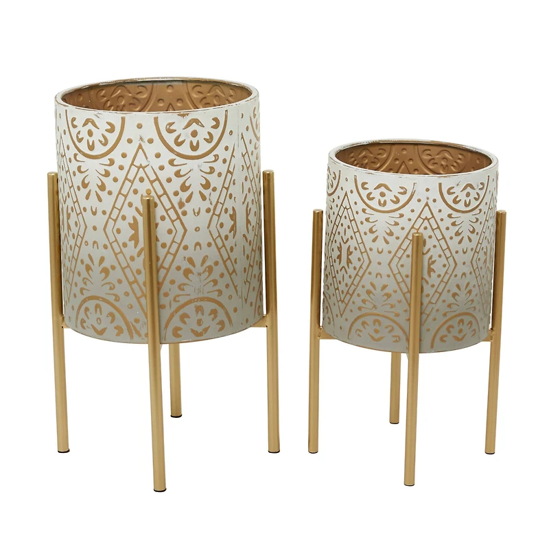 Brown Bohemian Planter, Set of 2" 23", 19"