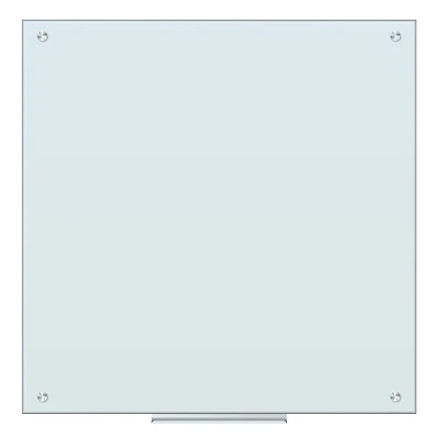 U Brands Frameless White Frosted Magnetic Glass Dry-Erase Board, 36" x 36"