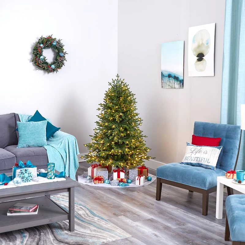 5ft. Pre-Lit Wyoming Spruce Artificial Christmas Tree with Clear LED Lights 