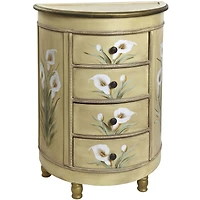 4-Drawer Antique Accessory Table with Calla Lily Floral Art