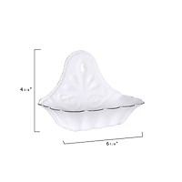 6" White Enameled Metal Soap Dish