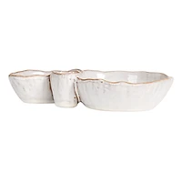 Hello Honey® 8" White Tri-Section Stoneware Dish
