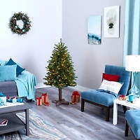 5ft. Pre-Lit Napa Valley Pine Artificial Christmas Tree with Warm White LED Lights on a Faux Wood Stand