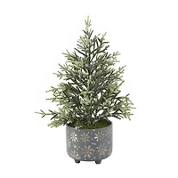 18.5" Unlit Frosted Artificial Christmas tree in Snowflake Ceramic Footed Pot 