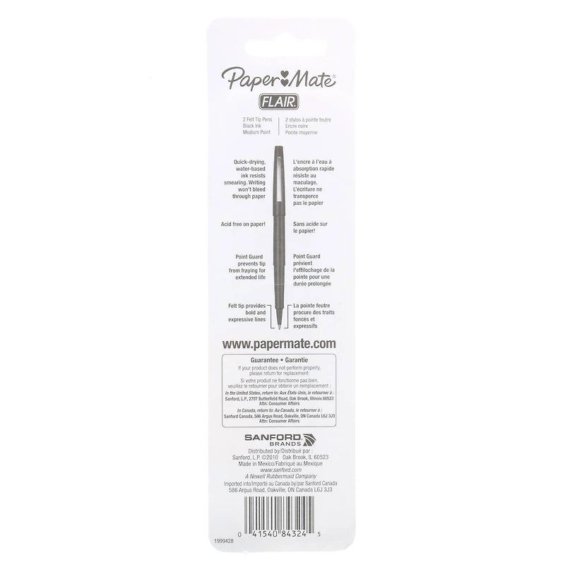 Paper Mate® Flair® Medium Point Black Felt Tip Pens, 2ct.