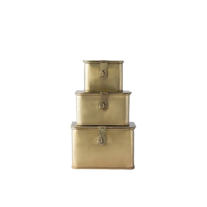 Hello Honey® Gold Square Decorative Metal Box Set