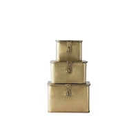 Hello Honey® Gold Square Decorative Metal Box Set