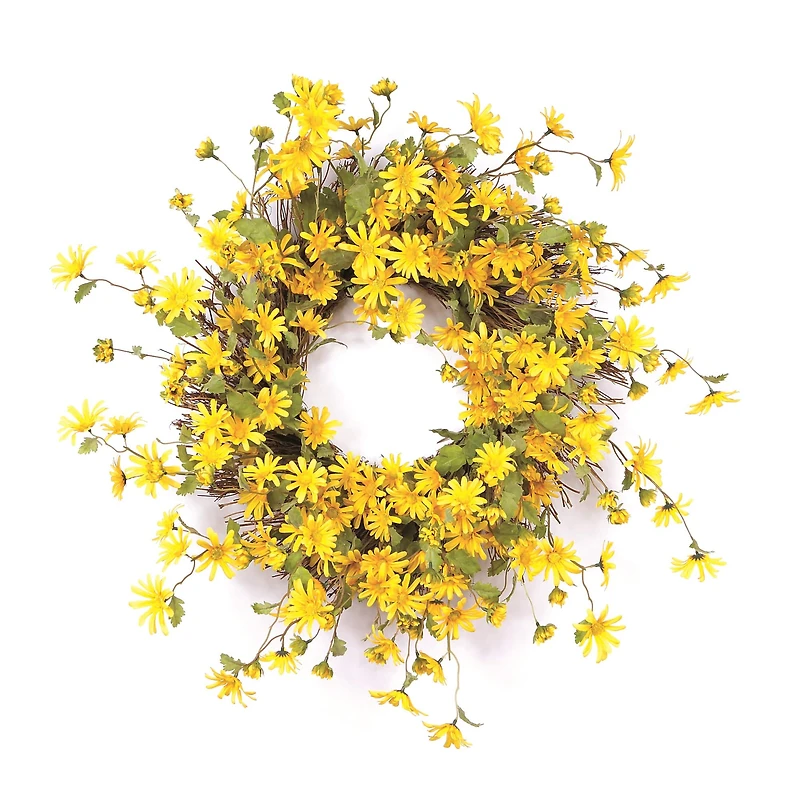 23" Yellow Daisy Wreath