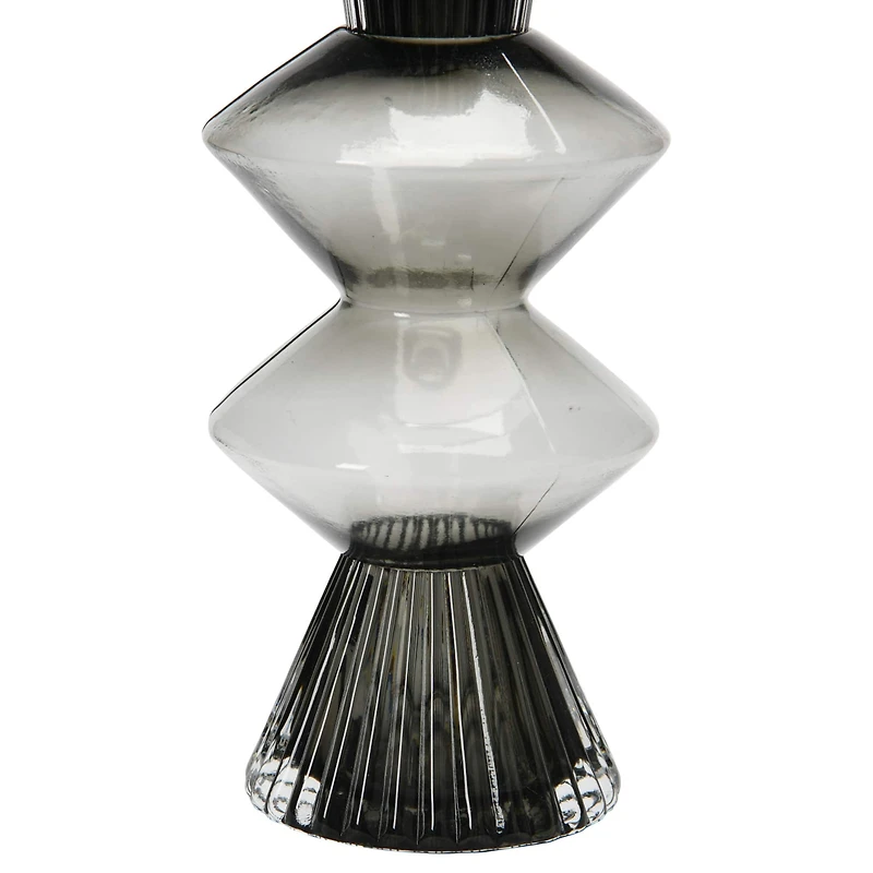Hello Honey® 10" Clear & Gray Fluted Glass Vase