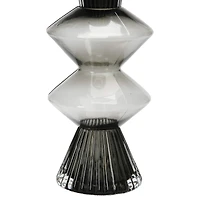 Hello Honey® 10" Clear & Gray Fluted Glass Vase