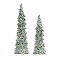 Glittered Holly Pinecone Tree Set