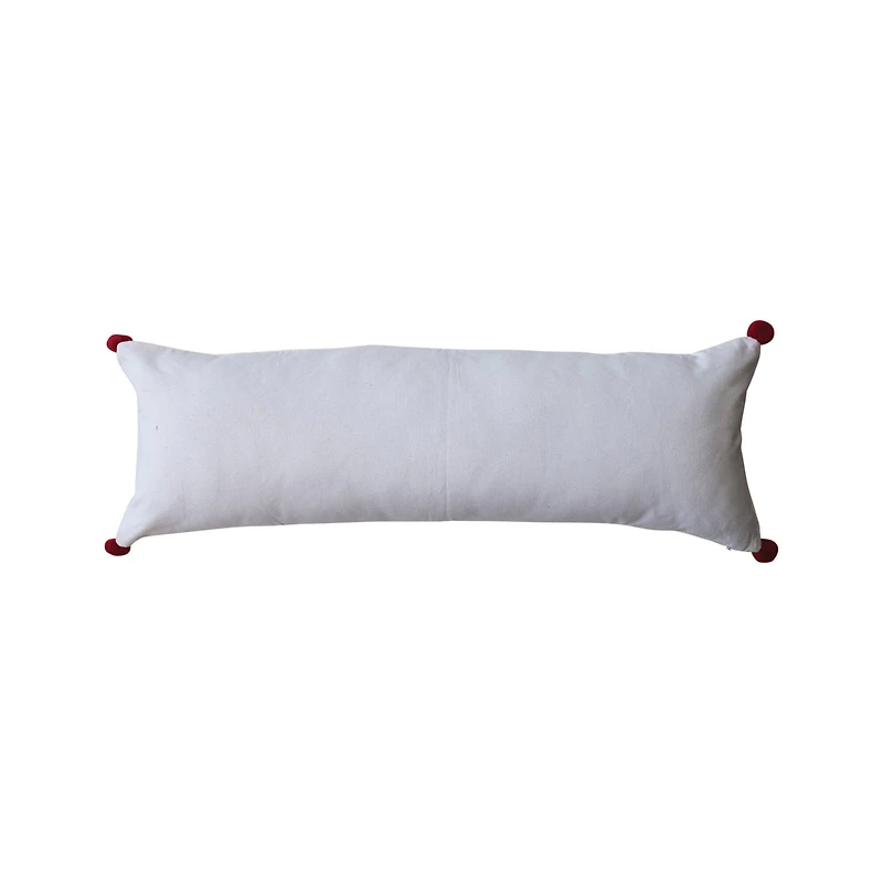 Hello Honey® Red & White Merry Woven Cotton Lumbar Pillow