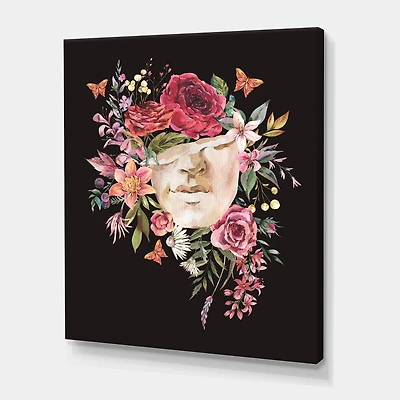 Designart - Vintage Greek Sculpture Detail With Dry Flowers