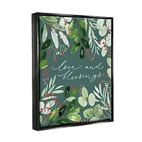 Stupell Industries Love & Blessings Green Floral Leaves Framed Floater Canvas Wall Art